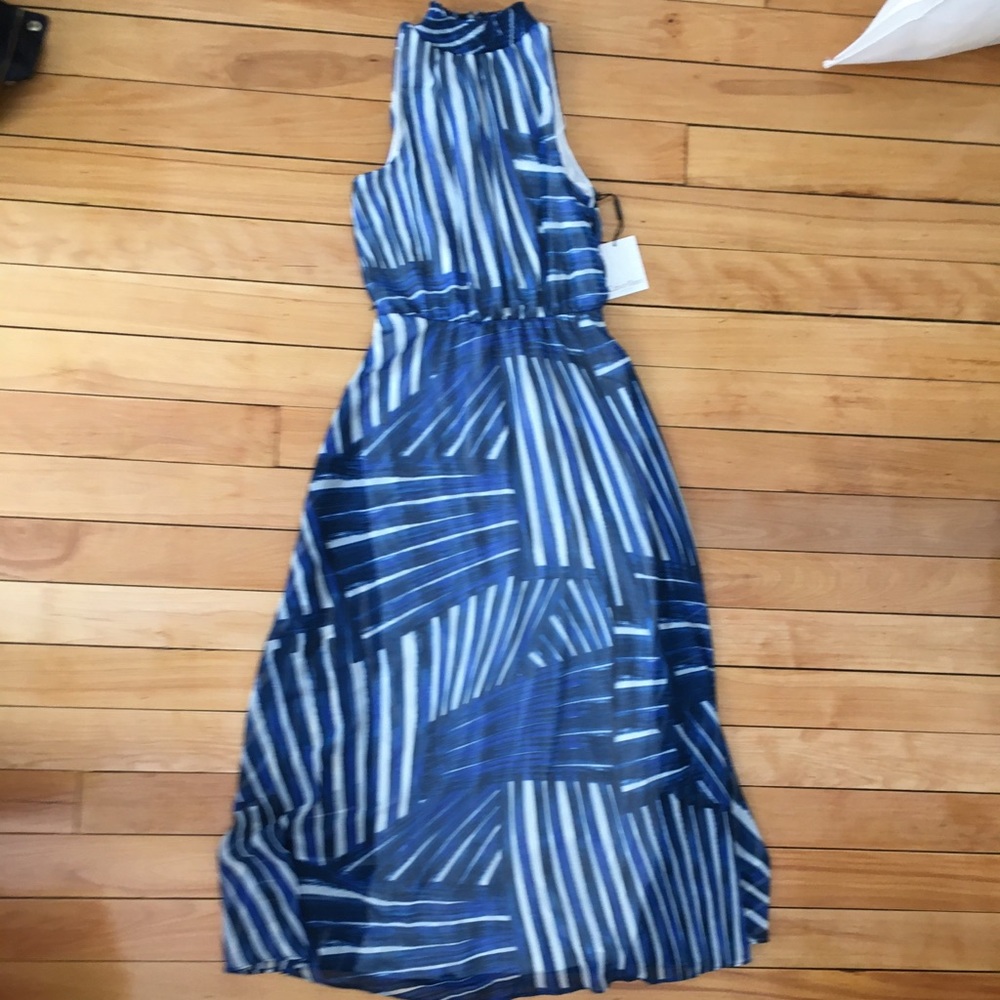 Royal Blue Calvin Klein Midi Halter Dress
